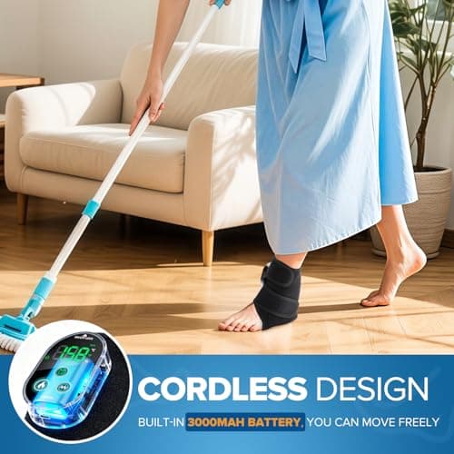 Cordless Foot and Ankle Massager for Pain Relief, FSA Eligible HSA,Rechargeable Foot Massager for Neuropathy Ankle Heating Pad Wrap with Massage for Circulation, 6Heat &3Vibration Levels&Timer (Black) - Thumbnail 5