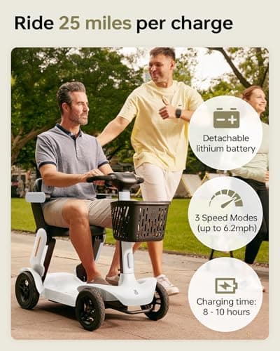 Mobility Scooter for Adult, 25 Miles Endurance Lightweight Mobility Scooter, Folding Mobility Scooters for Adult, Powered Mobility Scooter All Terrain Motorized Scooter Collapsible - Thumbnail 2