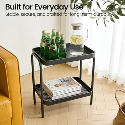 NobleForm 2 in 1 Desktop & Floor End Table with Storage Shelves, Compact 2-Tier Side Table for Office Desk Organization, Bedside Nightstand, Small Space Nightstand for Living Room, Bedroom, Office - Thumbnail 4