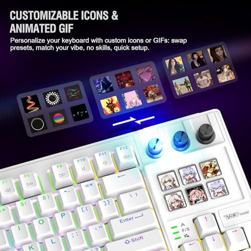 VSDINSIDE K1 Pro Macro Keyboard, Wired Only Full-Key Programmable On-Board Keypad, Custom Gaming Streaming Mechanical Keyboards with Screen & Knob, Gasket, RGB Backlit, Hot Swappable Shortcut Pad - Thumbnail 3