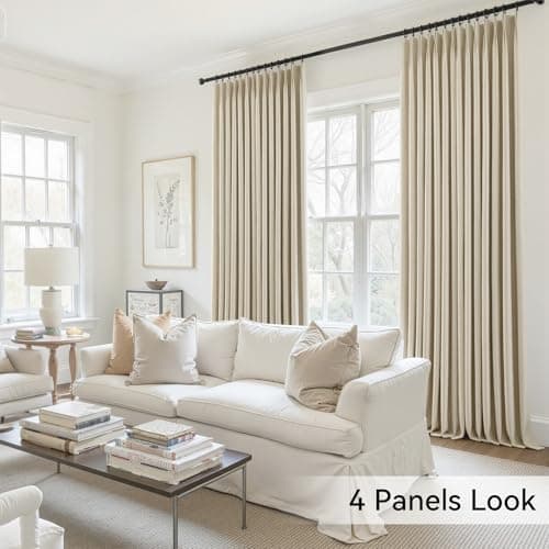 HushLoom Pinch Pleated Full Blackout Curtains for Bedroom & Living Room, Lightweight Thermal Insulated Blackout Window Curtains & Drapes 95 Inches Long, 2 Panels Set(40" W x 95" L, Cream) - Thumbnail 5