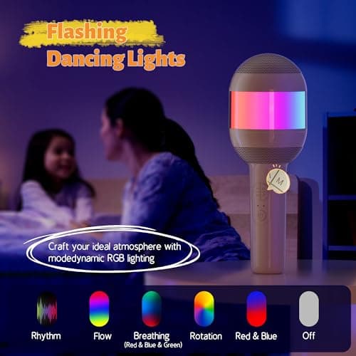 Wireless Karaoke Machine Portable Bluetooth Microphone with LED Light - Thumbnail 4