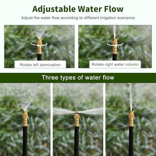 Faurvix 60FT Drip Irrigation System, Automatic Garden Watering Kit with 360° Bendable Hose & 20 Adjustable Nozzles, Water Pressure Powered Sprinkler System for Greenhouse, Lawn, Garden,Yard & Plants - Thumbnail 4