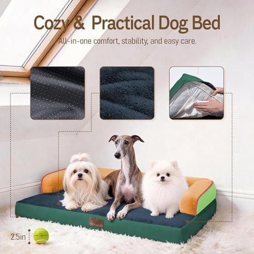 Comfort Expression Extra Large Dog Bed - XL Washable Orthopedic Ped Bed for Big Dog Waterproof Couch Memory Foam Sofa Bolster with Removable Cover - 42 x 30 - Thumbnail 4