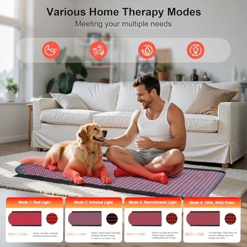 Red Light Therapy Mat Full Body, 71"x33" Red Light Therapy Blanket with Premium Leather, 1380 LEDs Dual Wavelength 660nm & 850nm Near Infrared Therapy Pad for Home Use,W1370 - Thumbnail 3