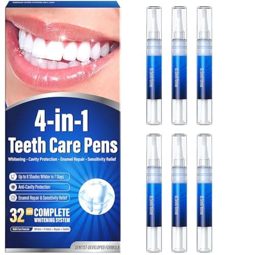 Selfea Teeth Whitening Pen - 35% Carbamide Peroxide, Stain Removal, 4 Whitening Pens + 2 Remineralizing Pens, Enamel Repair, Anti-Cavity, Sensitive Teeth Care, 6 x 0.13 fl oz(Cardamom) - Image 1