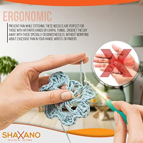 SHAXANO Crochet Hooks Kit with Case, 95-Piece, Ergonomic Crochet Needles Weave Yarn Kits DIY Hand Knitting Art Tools for Beginners and Experienced Crochet Lovers - Thumbnail 5