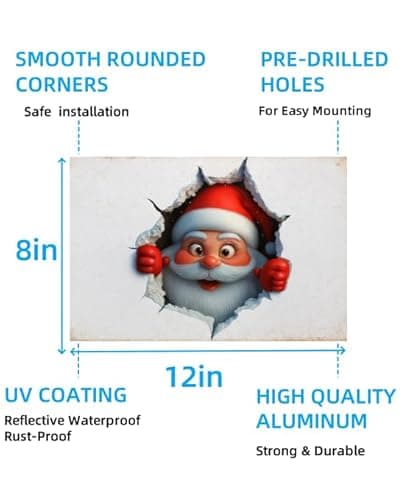 2-pack vintage country style Santa Claus themed metal tin sign decorative plaques - Size: 12 x 8 inches. Suitable for home decoration in living rooms, kitchens, bars, cafes, etc. Also makes a great gift. - Thumbnail 6