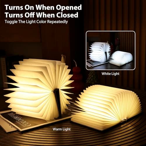 Ba suns Magic Book Lamp, 3-Color Adjustable Reading Light, Portable Foldable Paper Desk Lamp for Night Reading, 1200mAh Battery,Creative Home Decoration & Ideal Gift for Book Lovers - Thumbnail 6