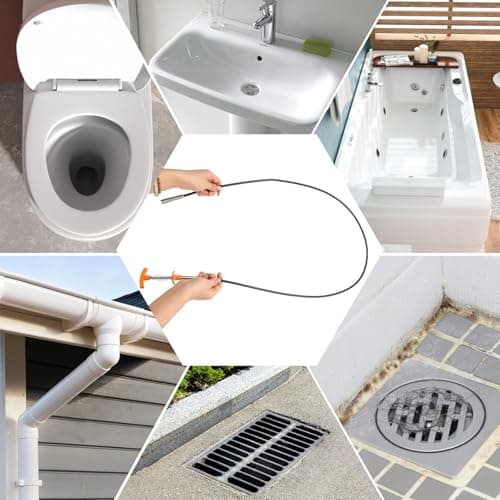 63 In Drain Snake Hair Drain Clog Remover Tool, Sink Drain Cleaner for Sewer Kitchen Bathroom Shower Tub Toilet Clogged Drains Opener Cleaning Tool, Flexible Grabber Claw Pick Up Reacher Tool - Thumbnail 5