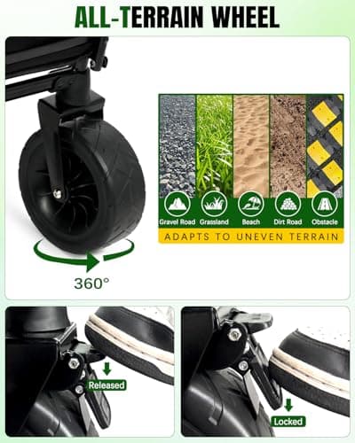 Snagle Paw Dog Wagon for Medium Large Dogs up to 200lbs | All Terrain Foldable Large Pet Stroller with Ramp & Tailgate (Extra Space), Dog Wagon Cart Adjustable Handle & One-Step Brake - Thumbnail 4