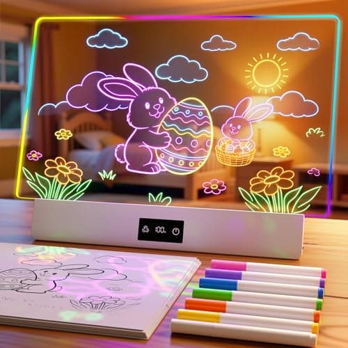 TAEMVV Lumiboard LED Drawing Board for Kids, 16-Inch Rechargeable Light Up Dry Erase Board with 8 Colors, 3 Dynamic Modes, 6-Level Dimmer, 15H Battery, Built-in Stand & Full Kit - Image 1