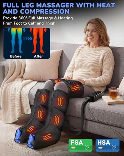 Musugy Leg Massager with Heat and Compression : Sequential Compression Boots with 6 Modes,9 Intensity and 3 Heat for Circulation and Pain Relief - Christmas Birthday for Mom, Dad, Athletes, Gym - Thumbnail 2