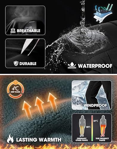 INYOTRAK Womens-Snow-Ski-Pants-Fleece-Lined-Water-Resistant Insulated Thermal Flare Warm for Snowboard Winter Hiking black M - Thumbnail 4