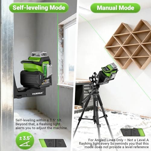 Huepar 2026 Upgraded 360 Laser Level with Electric Fine Adjustment Rotating Base, Fixed-Point Pivot Alignment, Remote Control, Rechargeable, 1/13" High Accuracy Self Leveling Lazer Leveler, Pluse Mode - Thumbnail 5