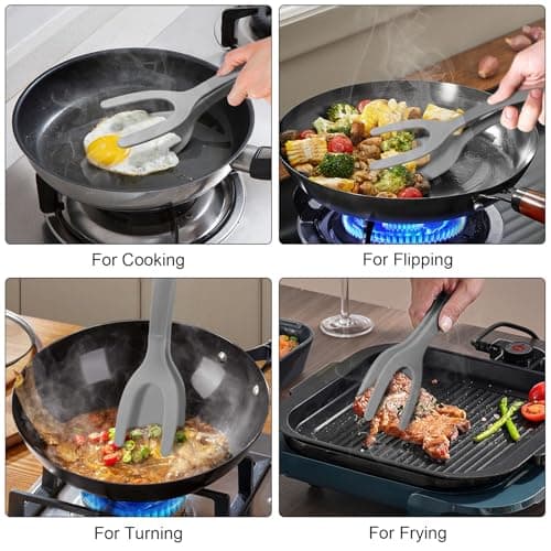 Silicone Spatula, BPA Free Kitchen Spatula, High Heat Resistant Rubber Spatulas, Ideal Kitchen Utensils for Non-Stick Pans, Sautéing, Frying, Baking, Turning and Flipping - Thumbnail 3