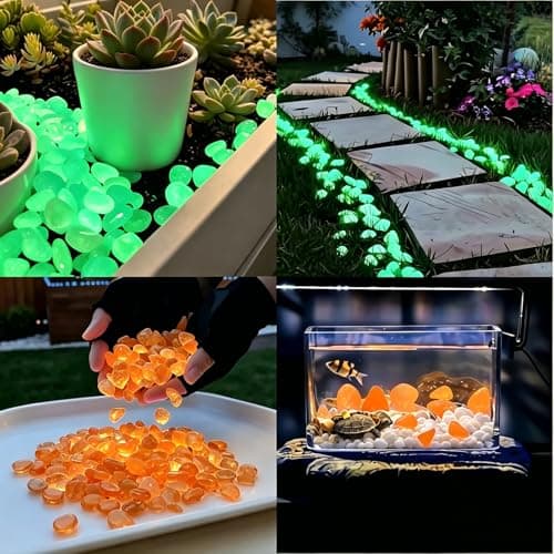 Glow in The Dark Garden Stones, Luminous Outdoor Decorative Pebbles for Walkways, Patio, Lawn, Yard, Flower Beds, UV Charged Glowing Rocks for Landscape Decor (Multicolor, 400PCS) - Thumbnail 5