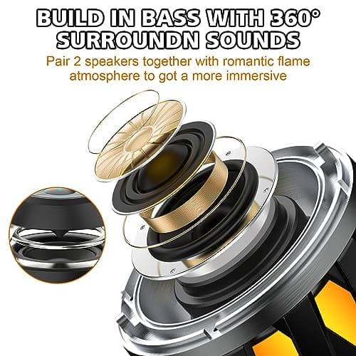 Father's Day Gifts for Dad, 2026 New Outdoor Bluetooth Speaker with Flame Lights, Cool Birthday Gifts for Men Him Her Boyfriend Husband, Patio Garden Camping (1 Pack) - Thumbnail 5