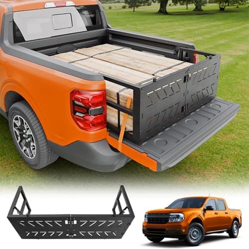 Maxzina Truck Bed Extender Compatible with 2022-2025 2026 Ford Maverick Flip-Over Pickup Bed Divider Aluminum Alloy Rotatable Tailgate Extension for 2024 Maverick Accessories
