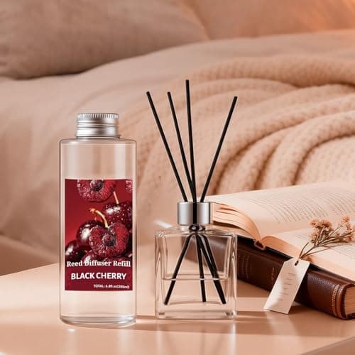 STRN Reed Diffuser Oil Refill, Black Cherry Scented Diffuser Oil Refills with 6 Reed Sticks 200ML(6.8fl.oz), Room Fresheners for Home, Long-Lasting Fragrance for Living Room, Bedroom, Office - Thumbnail 5