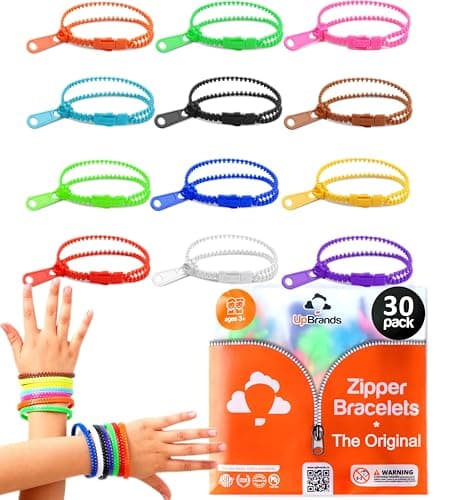 UpBrands 30 Valentine's Day Cards for Kids School & Fidget Zipper Bracelets Party Favors Toys, Bulk Valentine's Day Gifts for Kids, Classroom Exchange Gifts - Image 1