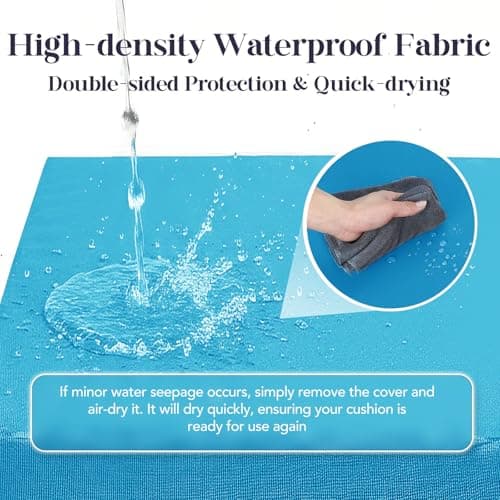 L’AGRATY Outdoor Chair Cushions for Patio Furniture：24" x 24" Deep Seat Cushions with Backrest for Couch Sofa Chair - Waterproof Fade-Resistant Patio Cushion (Set of 1,Bright Blue) - Thumbnail 4