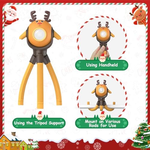 A.S Reindeer Kids Flashlight, LED Rechargeable Torch with 8 Color Modes & 8 Music, Fun Flashlights for Boys & Girls, Perfect for Parties, Camping & Outdoor Adventures Christmas Gift Toy - Thumbnail 2