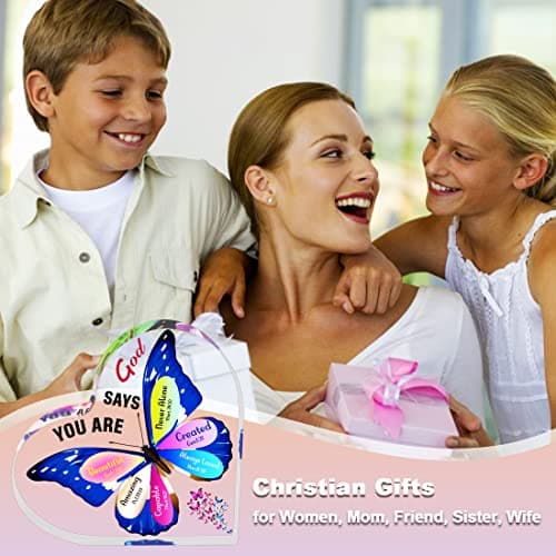 JUNQIU Christian Gifts for Women, Inspirational Faith Gifts for Women Religious, Bible Verse and Encouragement Butterfly Desk Decor, Gift for Mom, Friend, Sister- Acrylic Hearts Plaques - Thumbnail 3