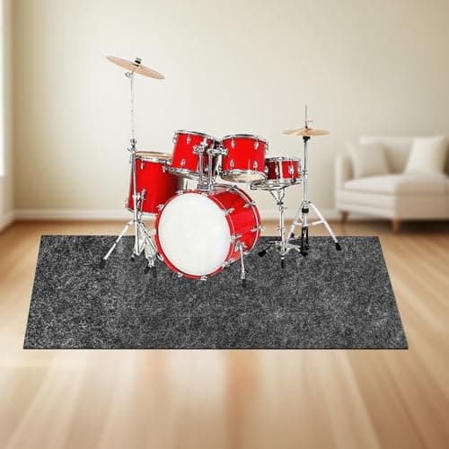 4x6FT Drum Mat with Non-Slip Grip Bottom Rug Woven Fabric Carpet Pad Ideal Gift for Drummers Noise Reduction Jazz Electric Set Accessories - Thumbnail 6