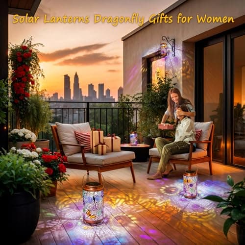 2Pack Solar Outdoor Lanterns Waterproof Multicolor Dragonfly Garden Gifts for Mom Women Backyard Lights Lanterns for Indoor,Outdoor, Outside,Mothers Day Gifts for Grandma Wife - Thumbnail 2