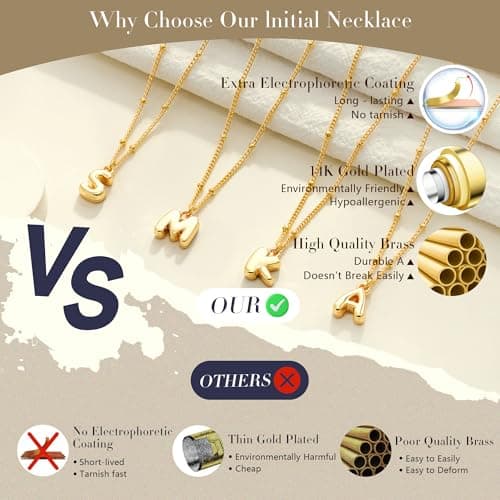 Decholly Bubble Gold Necklace for Women - Letter V Initial Necklace Cute Bubble Gold Necklaces for Women Trendy Non Tarnish - Thumbnail 6
