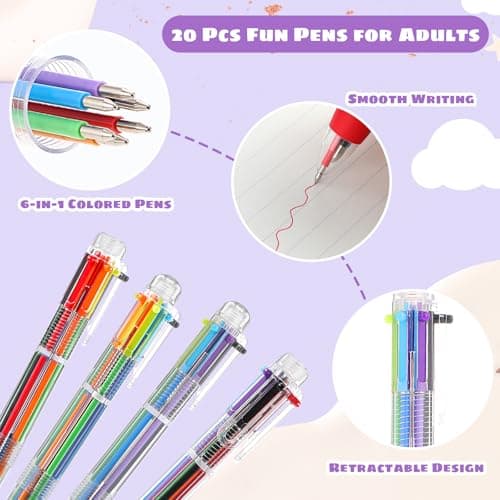 BESARME 20 Pcs Cute Pens Bulk for Teacher, End of Year Students Gifts from Teacher 6-in-1 Multicolor Pen Retractable Prizes for Kids Classroom Office School Supplies Birthday Party Favors Gifts - Thumbnail 3