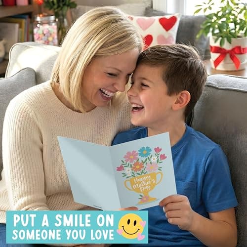 Hadley Designs Happy Mothers Day Card For Mom - 8x5.3in Mother's Day Card For Mom, Mother Gift Greeting Cards, Premium Single Mother Cards From Daughter and Son, Designed in USA - Thumbnail 5