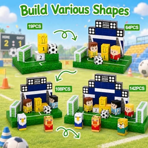 Vodolo 2026 World Cup Gift,142PCS Mini Magnetic Building Blocks with Light Up Blocks for Kids Adult - Thumbnail 4