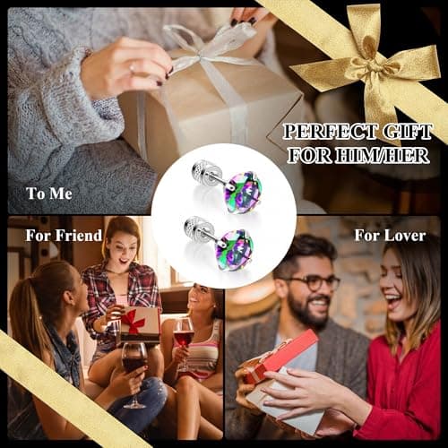 MHWTTY Hypoallergenic Cartilage Earrings for Women Men, 1 Pairs Titanium Stud for Women Gold Silver Black 20G Post & Screw Back with Cubic Zirconia 3 4 5 6 7 mm Piercing Jewelry (Silver+Rainbow CZ, 4mm) - Thumbnail 5