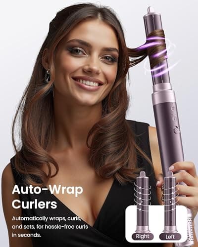 MESCOMB Dual Voltage Hair Dryer Brush for Travel, 5 in 1 Air Styler with High-Speed Blow Dryer, Anti-Frizz, Compact, 100V-240V for Worldwide Use, Includes Travel Bag (Purple) - Thumbnail 3