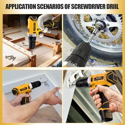 Sundpey Home Tool Kit with Drill - 166-Piece General Basic Home Repair Tool Set with 12V Cordless Power Drill & Battery & Charger & Portable Tool Box for Garden Office House Apartment Repair Men Women - Thumbnail 5