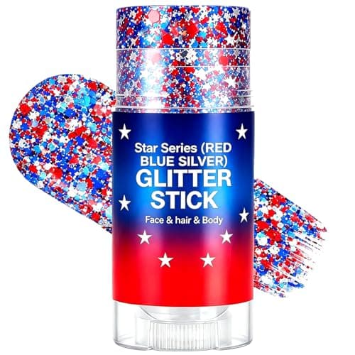 4th of July Glitter Stick,Red White and Blue Glitter Sticks,Patriotic Glitter Stick,Face and Hair Makeup for Women Kids, USA Flag Accessories for 250th Independence Day and Memorial Day - Image 1