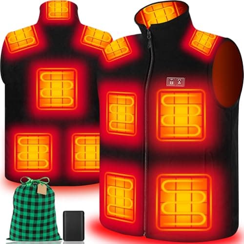 yeyeeyyee Heated Vest for Men, Exclusive 10 Heating Zones NEW UPGRADED Polar Fleece Lightweight Rechargeable Heated Vest with Battery Pack Included & Gift Bag Size M