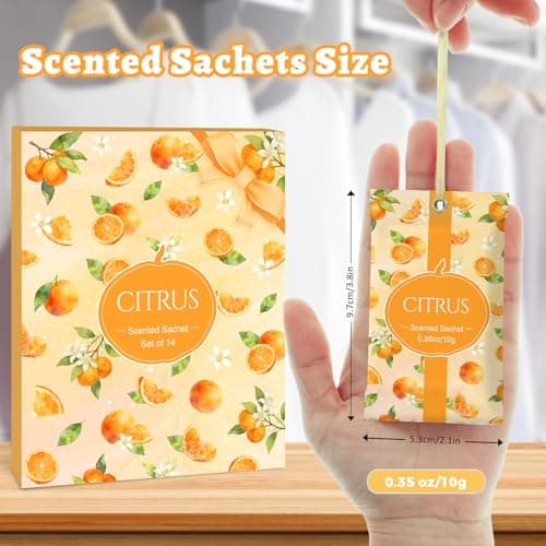 STRN Scented Sachets for Drawer and Closet, Citrus Scent Long-Lasting Sachets, 14 Packs for Home Fragrance, Small Space Air Freshener for Wardrobes - Thumbnail 3
