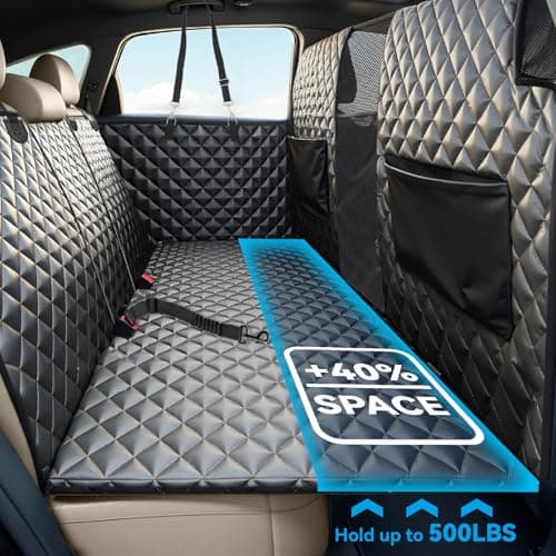 High Barrier Dog Car Seat Cover,Waterproof Back Seat Extender for Dogs,Car Seat Protector,Car Seat Cover Hard Bottom Holds 500 lbs,600D Nonslip Dog Hammock,Pet Car Bed for Cars,SUVs, Small Trucks - Thumbnail 2