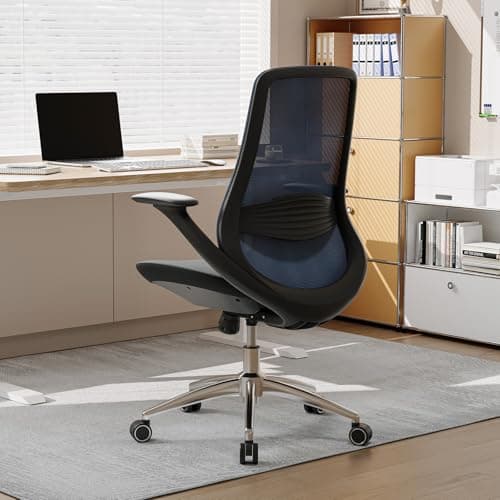 BERYTH Ergonomic Office Chair, High Back Mesh Desk Chair with Lumbar Support, 360° Swivel & Slide-Adjustable Arms, Tilt Lock and Recline, Breathable Task Chair for Home Office & Gaming (Blue) - Thumbnail 4
