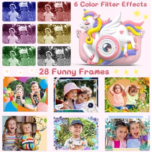 Kids Camera Toys for Girls Boys 3-12 | Toddler Camera Ideal Kids Digital Selfie Video Camera | Birthday Easter Gift for 4 5 6 7 8 9 Year Old Girls Boys | Fun Toy for Ages 3-8 - Thumbnail 3