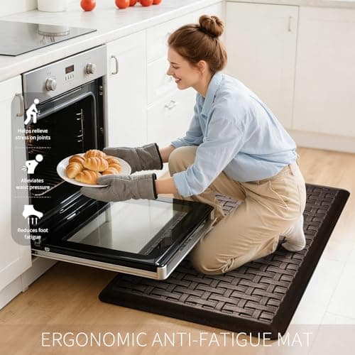 UKISS 2PCS Kitchen Rugs, Cushioned Anti Fatigue Kitchen Mats for Floor, Waterproof Kitchen Rug，Non-Slip Comfort Standing Mat for Kitchen, Floor Home, Office, Sink, Laundry,17.3"x28"+17.3"x60",Brown - Thumbnail 5