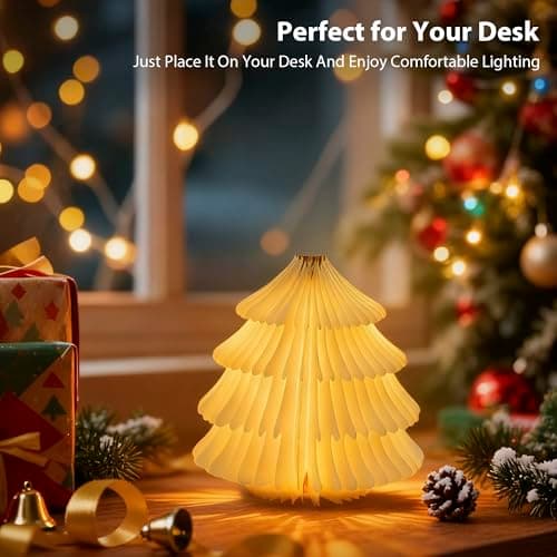 ZBOLE Christmas Tree Lamp,Folding Book lamp,Christmas Decorations with LED Lights,RGB Lighted Tree Lamp for Home Decor,Christmas Gifts(Walnut) - Thumbnail 3