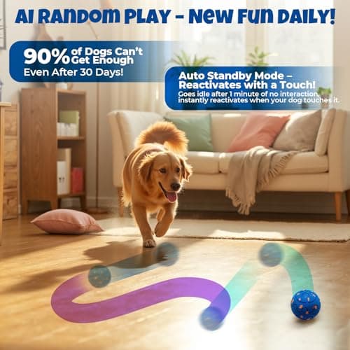 Fsitego Dog Balls: Interactive Dog Ball Auto Rolling - Interactive Dog Toys for Aggressive Chewers - Bouncy & Throwable, Type-C Rechargeable, Washable, for Small & Medium & Large Dogs – Blue - Thumbnail 5