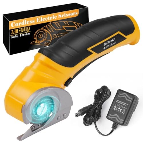 Cardboard Cutter Electric Box Cutter, Father Day Gifts for Dad from Daughter Son Wife, 4V Cordless Electric Scissors Rotary Blade for Cardboard Recycling Rechargeable DIY Tools Cutting Carpet Leather
