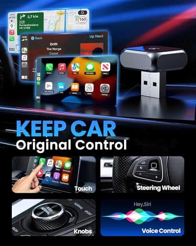 2026 Upgraded Wireless CarPlay Adapter for Apple iPhone iOS 10+, Fast Auto-Connection Wired to Wireless for Apple CarPlay Adapter Mini Size, USB-A/Type-C, Plug & Play, No Delay (Black) - Thumbnail 5