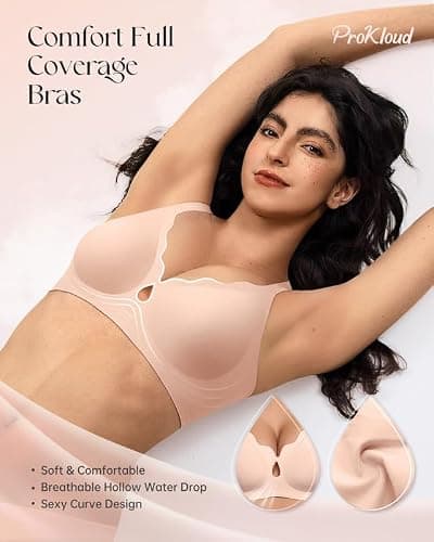 ProKloud Wireless Jelly Bras for Women Wave Push Up No Underwire Bralettes - Thumbnail 2