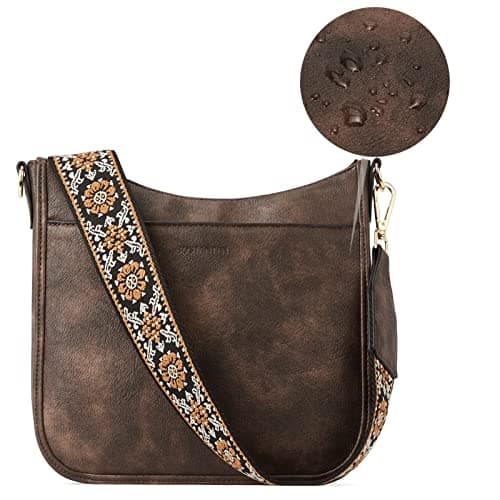 BOSTANTEN Crossbody Bags for Women Trendy Vegan Leather Hobo Purses Shoulder Handbags With Wide Shoulder Strap Coffee - Thumbnail 6